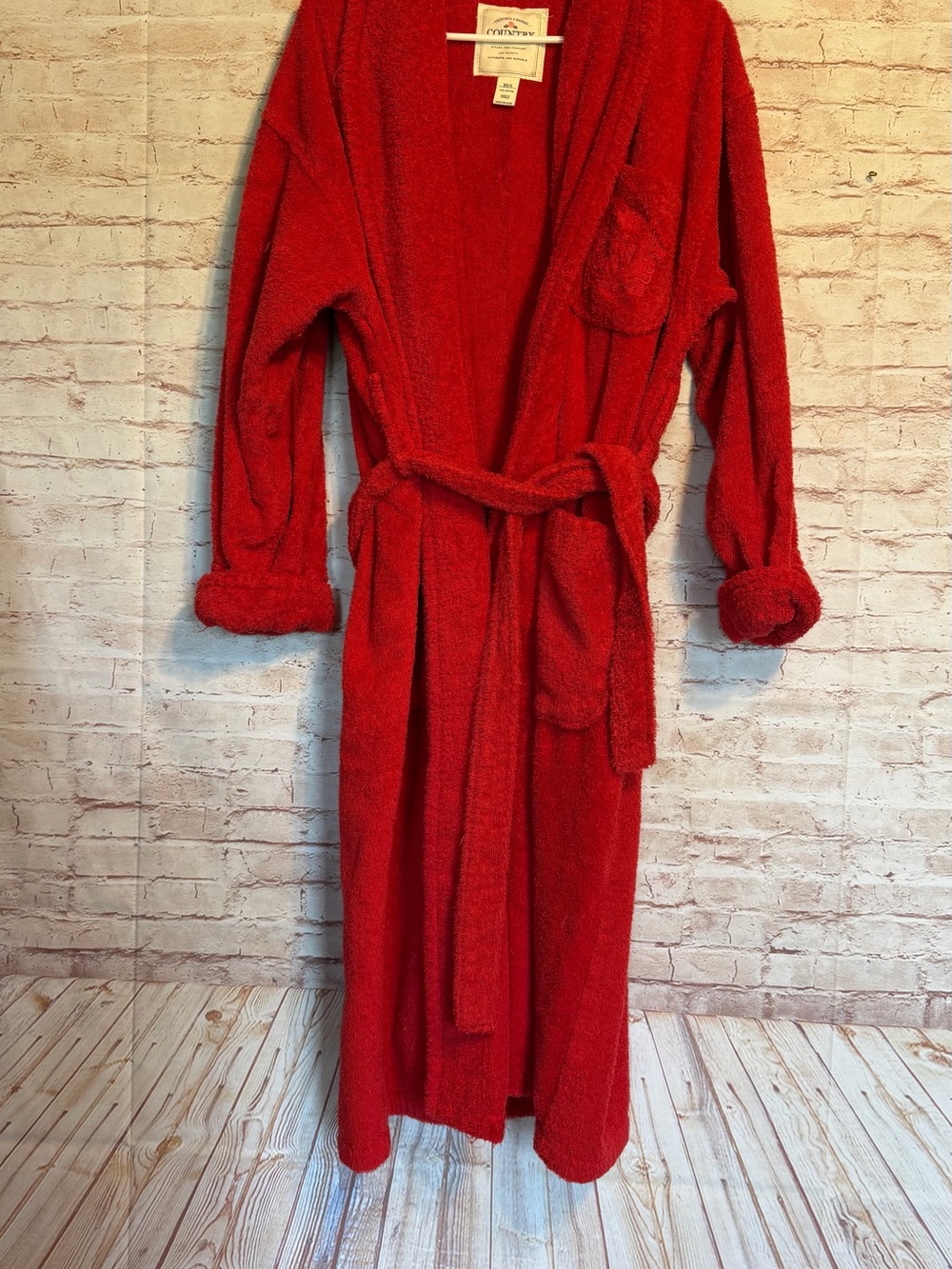 Victoria's Secret Country Vintage Plush Red Terry Bathrobe with Belt size S